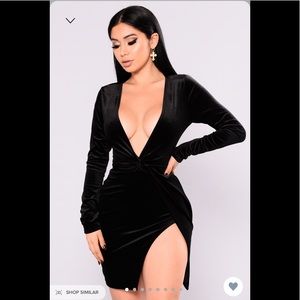 SOLD♦️ NWT FashionNova Velvet Slit Mini black Dress Sz XL